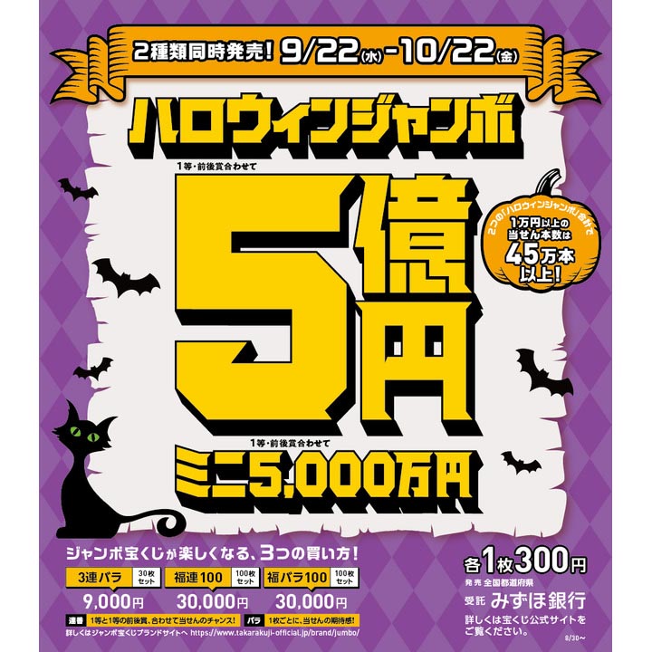 ハロウィンジャンボ宝くじ発売