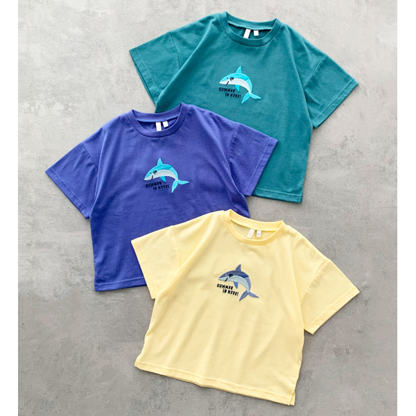 【吸水速乾】サメ刺繍Tシャツ