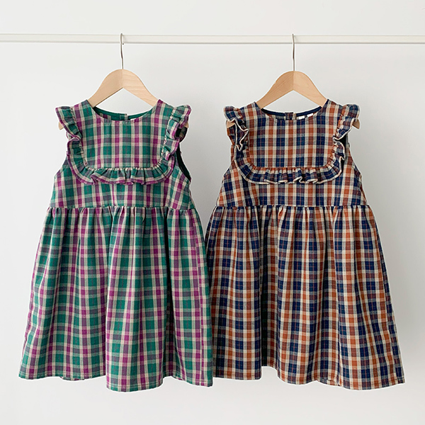 ヨークフリルチェックジャンパースカート"