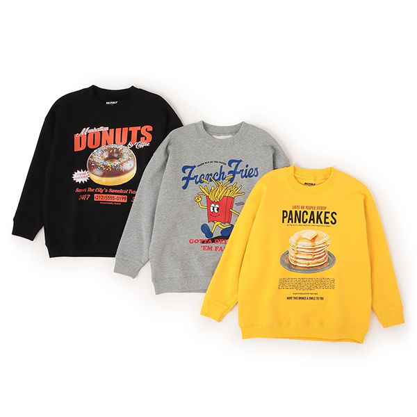 【SKIT0LY】【毛玉になりにくい】FOODプリントトレーナー