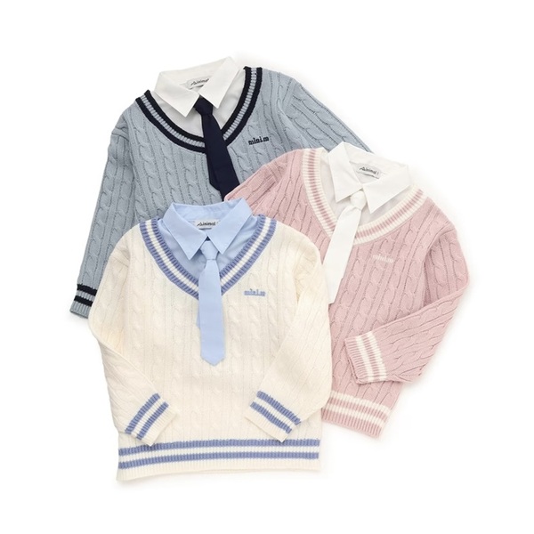 【家庭洗濯可】レイヤードニット